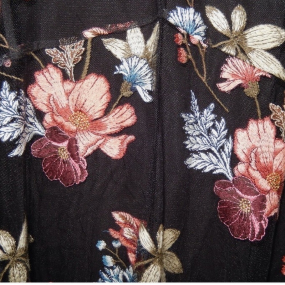 Sundance Black Tulle Boho Embroidered Floral Maxi Sleeveless Dress XXL Nwt - Picture 5 of 8